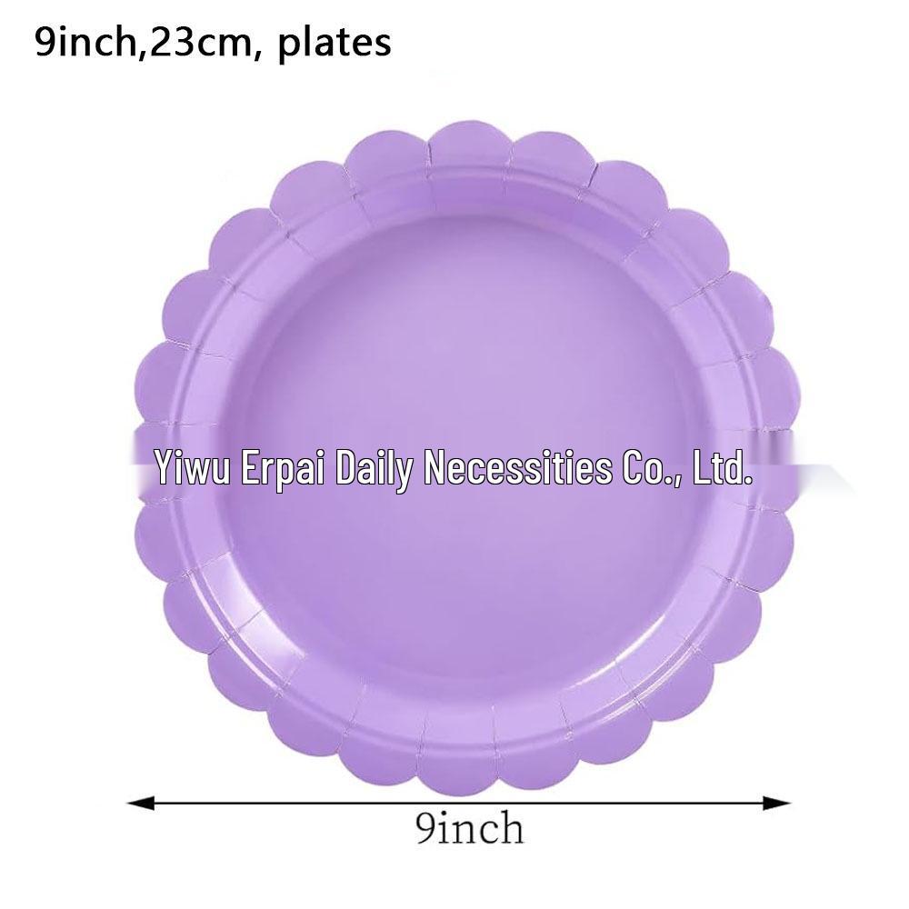 Purple Party Disposable Tableware Set: Plates, Cups, Napkins, Cutlery