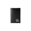 GG Marmont Marmont Silver Label Logo Bifold Leather Card Holder Men's Black