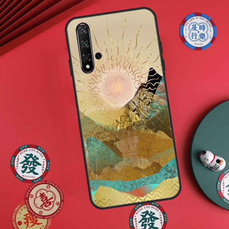 Gold Landscape painting For Huawei Nova 12s 12i 7i 8i 11i Y73 Y70 Y90 Y60 Y72 Y61 Y91 9 10 SE P30 Pro P40 Lite Case