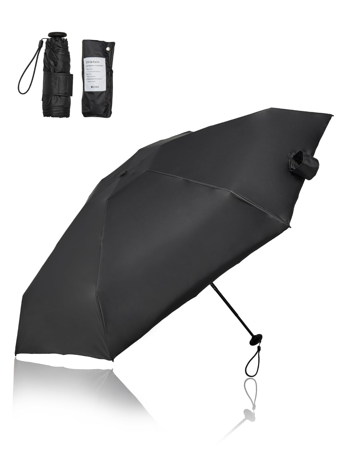 

KIZAWA Складной Мини УФ-фонарик Подходит для Солнца и Воды Уровень 5 Полный Свет Тепло и Подходит для Мужчин и Женщин Зонт, Легкий, Защита, 100% чёрный