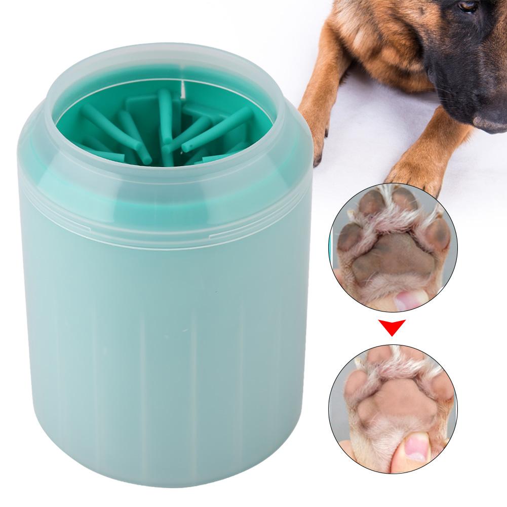 Removable Dog Paw Cleaner Cup Pet Cleaning Brush Cup Dog Foot Cleaning Cup Tool (Green)