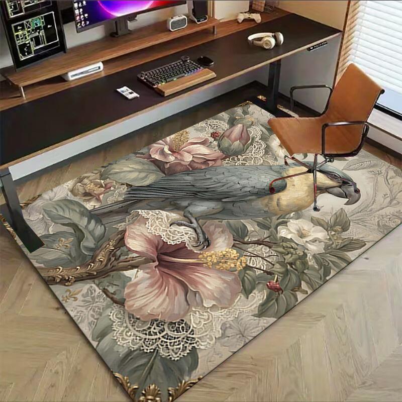1PC Parrot Flowers Non-Slip Floor Carpet Compatible for Office&Living Room&Bedroom&Dining room - Soft & Pattern-G0391
