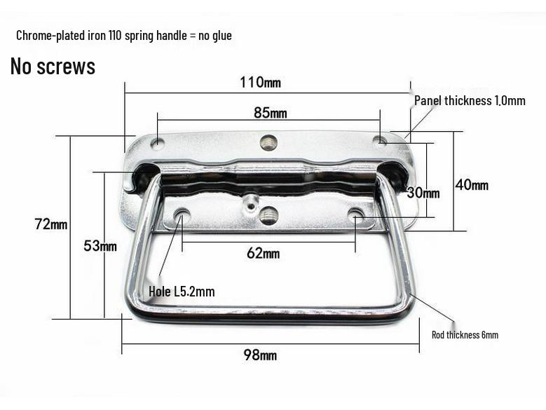 304 Stainless Steel Spring-Loaded Folding Handle for Aluminum Tool Box