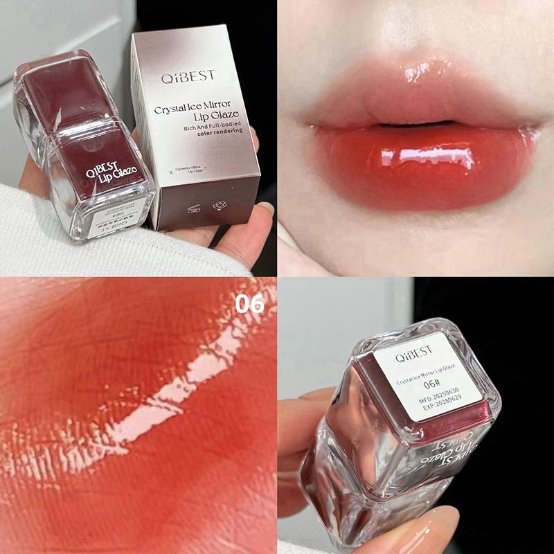 QIBEST Spiegel Water Glanzende Lipgloss Hydraterende Lip Tint Niet Makkelijk Vervagend Langdurig Niet Plakkerig Aan Beker Lipgloss Vlek Make-up