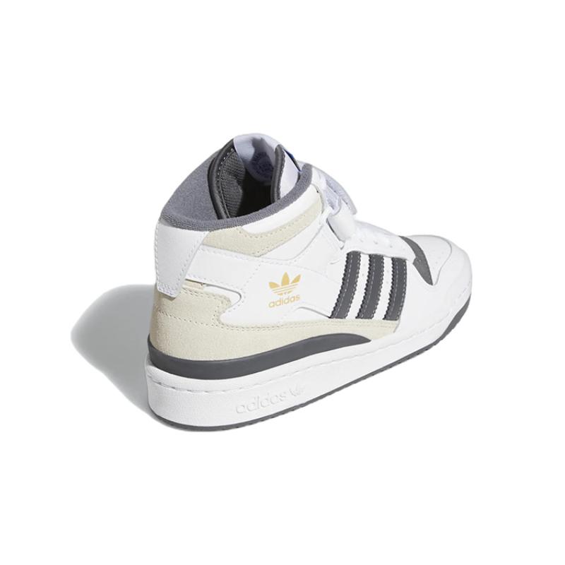 Adidas Originals FORUM Mid J Abrasion Resistant Mid top Kids' Skateboarding Shoes White Gray Teenagers Sneakers GY7061