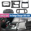 Carbon Fiber Black Interior Accessories For Dodge Charger 2015-2025 Center Console Air Gear Panel Cover Protector 5PCS Suit Kit