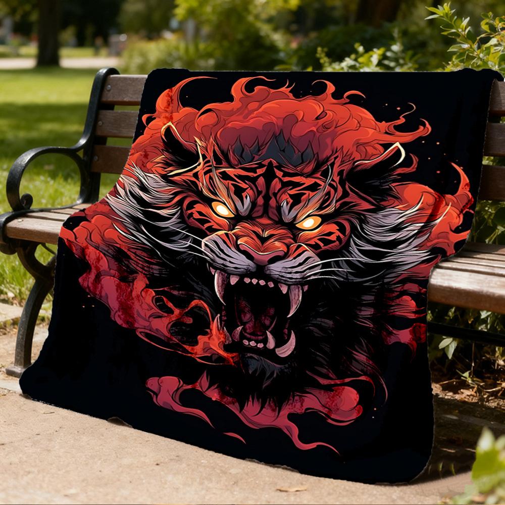 1pc Bull Flowers Outdoor Flannel Blanket, Cozy & Warm Soft Te Playful Design, Napping Camping,