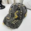 Retro Denim Perforated Baseball Cap Breathable Duck Sun-Shading Spring Summer Unisex Brushed Color