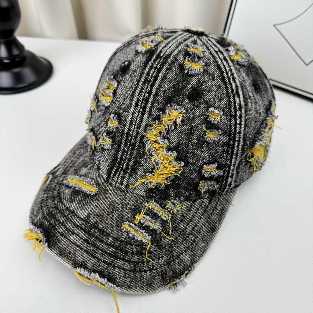Retro Denim Perforated Baseball Cap Breathable Duck Sun-Shading Spring Summer Unisex Brushed Color