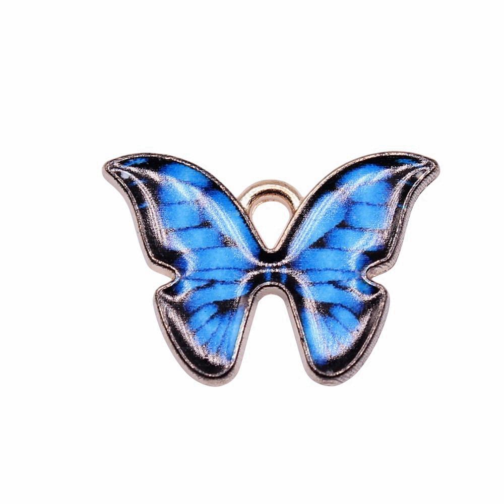 Enamel Charms Multi Color Butterfly Pendants For Floral Themed Jewelry
