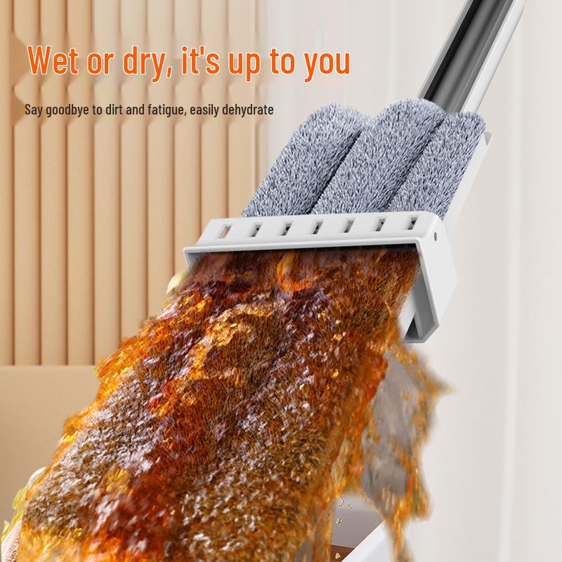 Lazy Dual-Use Flat Mop 2025 - Wet/Dry, Hand-Free, Super Absorbent Cleaner