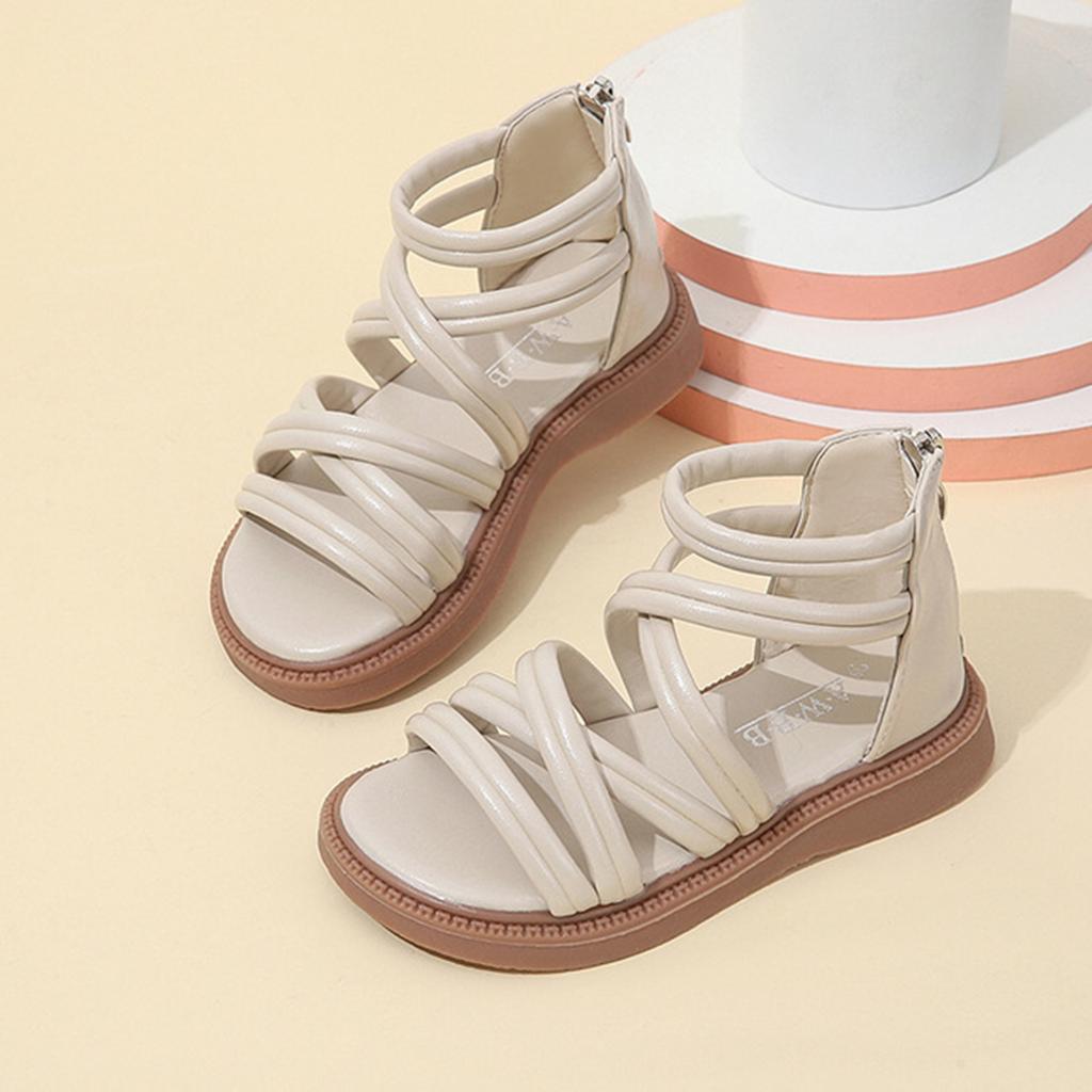 Girls Soft Sole Summer Sandals Outdoor Beach Shoes Strappy Design Lightweight Flexible Sole Toddler Little Kid Footwear