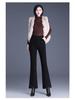 Women's Black Silk Cotton High-Waist Winter Pants - Slimming, Warm, Thickened, Korean-Style, Versatile, Stylish, Slightly Flared.