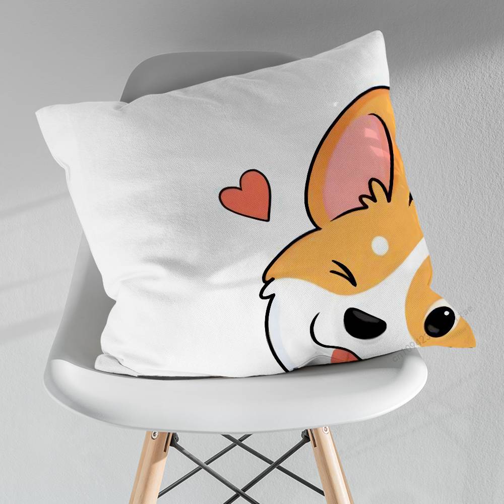 Cute Corgi Puppy pillow over living room sofa cushion cover home decoration bedroom room bed pillow cover