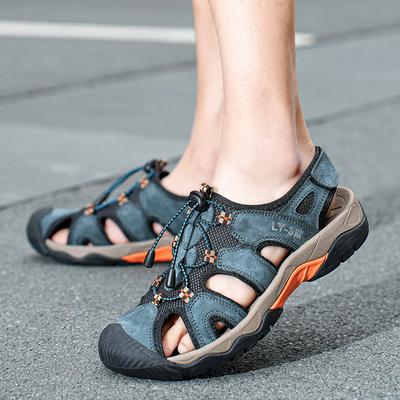 Moda de Verano Sandalias de Playa para Hombre Zapatillas Casuales de Alta Calidad Sandalias de Cuero Genuino Sandalias de Exterior para Hombre Talla Grande 39-48