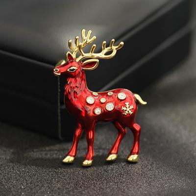 Christmas Series of Holiday Gifts, Oil Dripping Diamonds, Sika Deer Brooch, Exquisite Three-dimensional Versatile Animal Pin, Anti-light