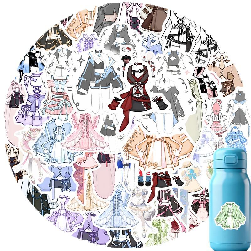 63-Piece Clothing Design Doodle Stickers for Skirts & Outfits