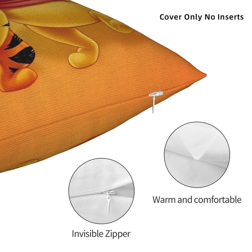 Winnie The Pooh And Tigger Square Pillow Cases Cute Bee Cushion Cover Customized Zipper Decor Pillowcase for Home 18"