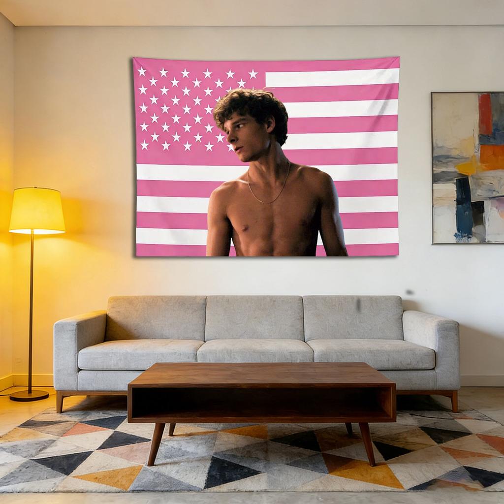 Mason Thames Rosa USA Flagge Wandteppich, Schauspieler Ästhetik Wandbehang für Schlafzimmer Wohnheim Fan Dekor