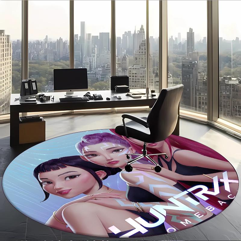 Huntrix (48) Round Office Rug Decorative Floor Rug for Office Bedroom Living Room and Home Space