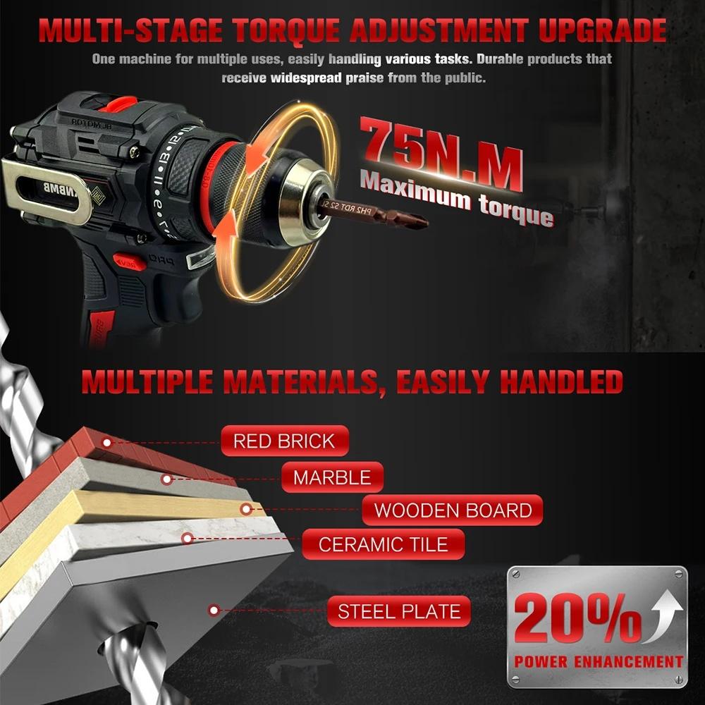 PXNBMB Lithium Battery 21V Rechargeable Brushless Compact Electric Screwdriver Hand Drill Impact Drill For Makita Battery Pin