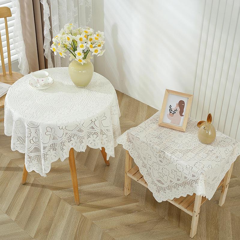 

White Lace Tablecloth & Dust Cover for Round/Square Table, Coffee Table, Bedside, Sofa, Refrigerator 60x60 cm