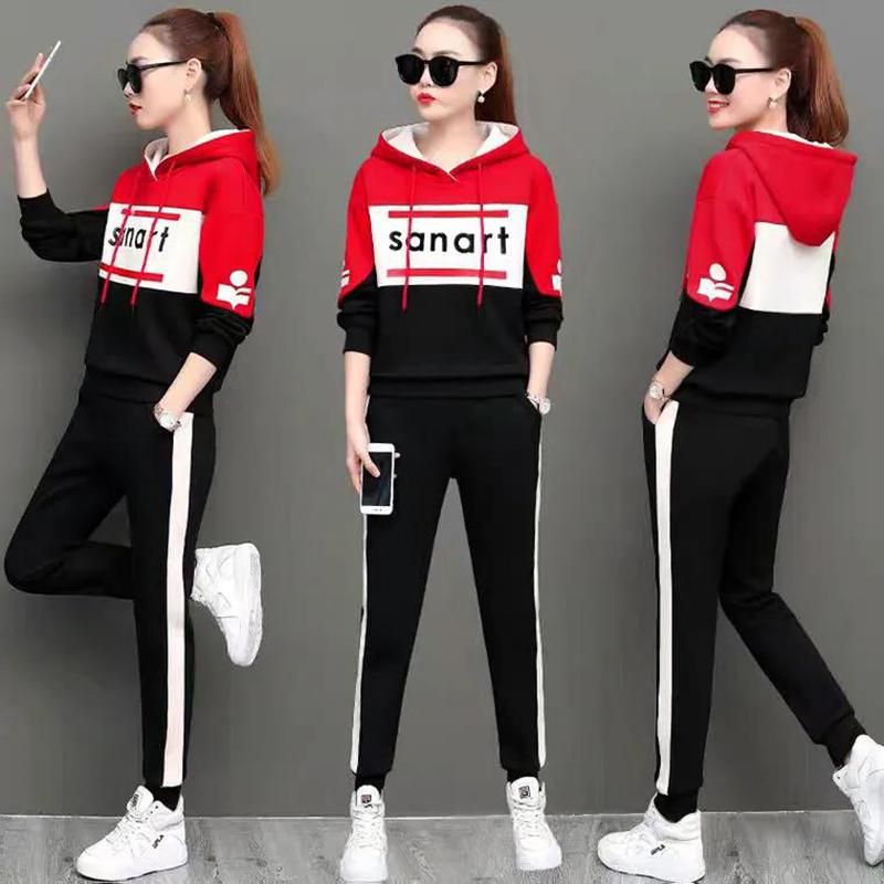 Casual Sports Suit Women's Loose Hooded Hoodie Sportswear Two-piece Suit Loose and Thin Hooded Hoodie Soft and Comfortable