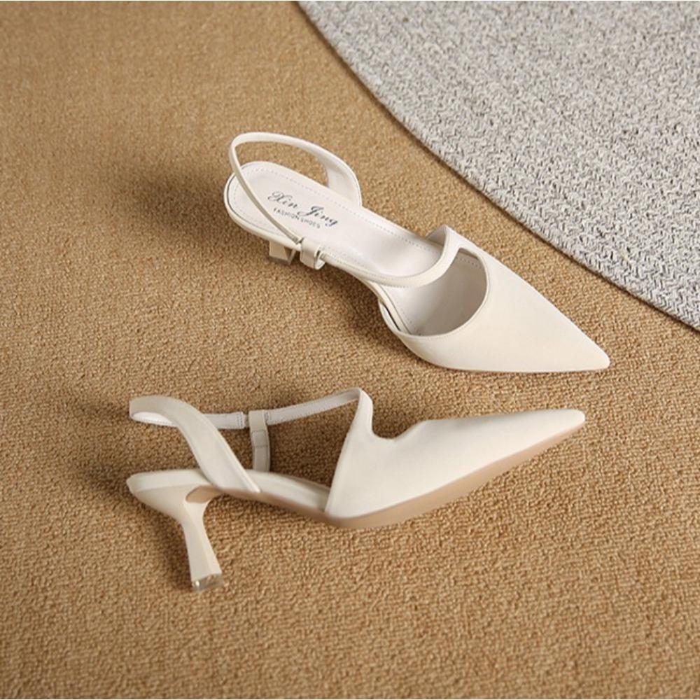 Hollow Pointed High-heeled Sandals for Women Summer New Thin Heel Hollow Sandals with A Straight Strap Fashion Women's Shoes