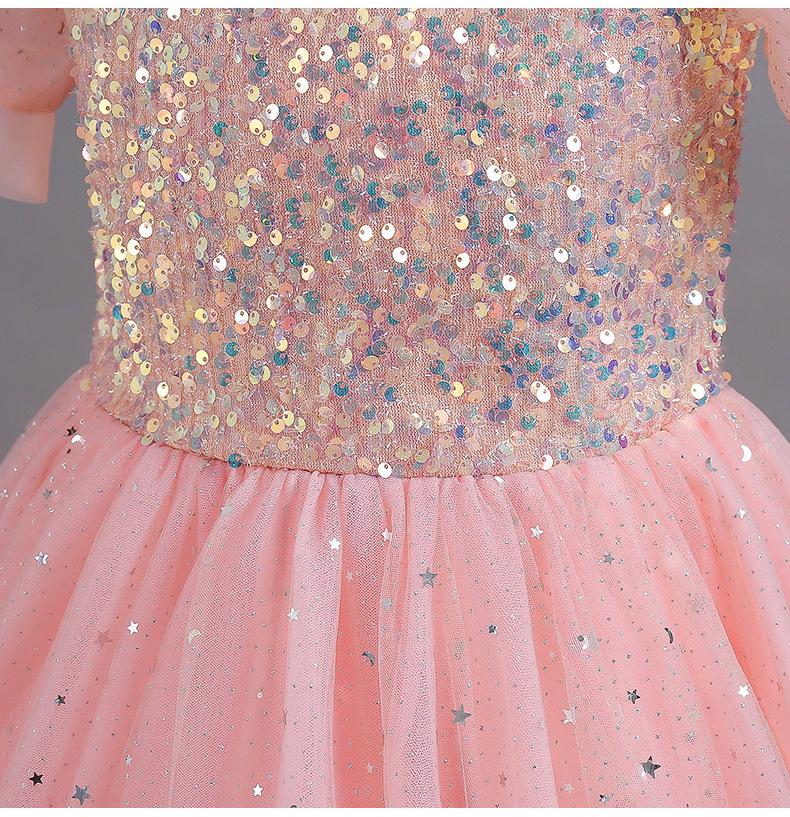 Girls' Formal Puff Sleeve Evening Gown for Piano Performances and Flower Girl Events