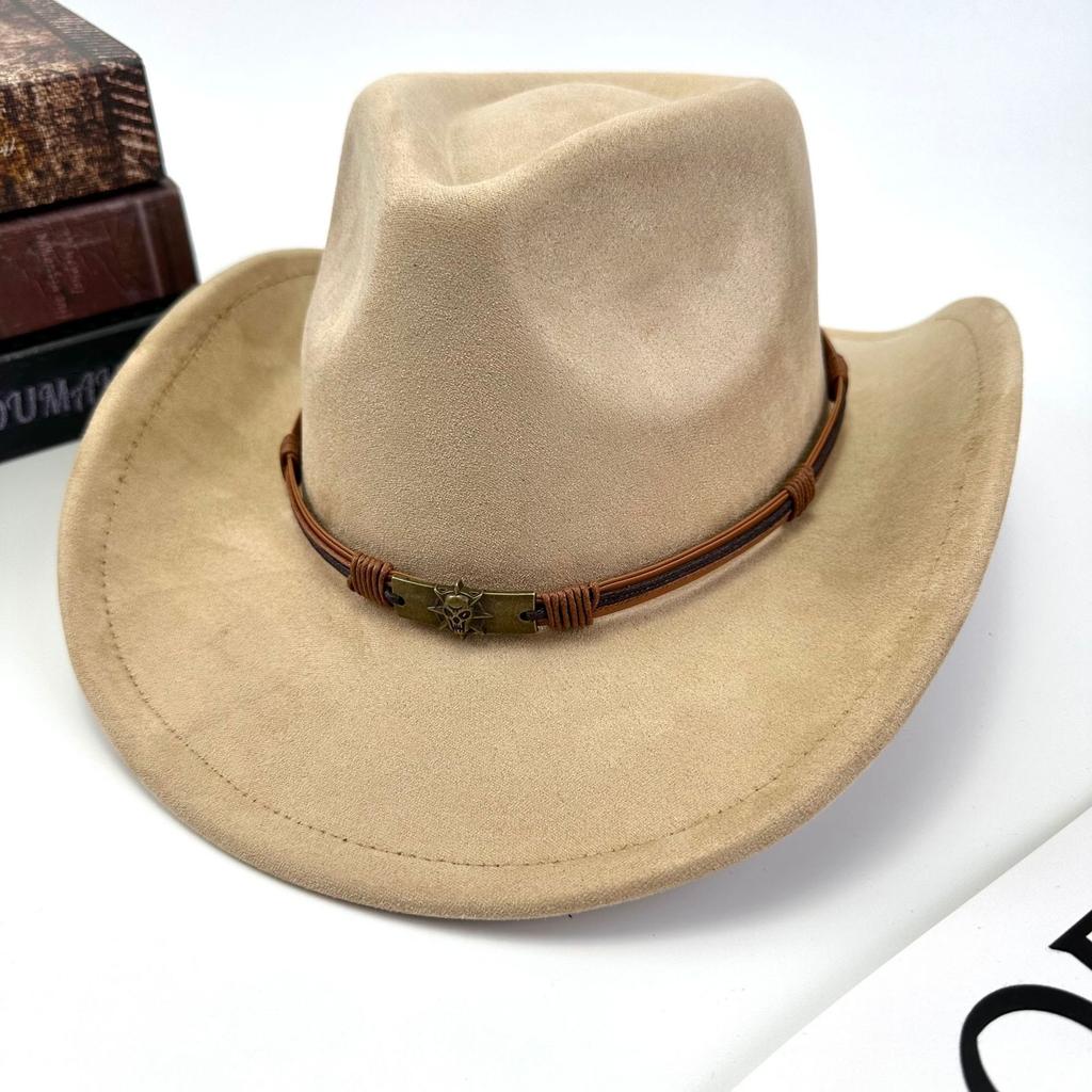 Western Cowboy Hat Women Woolen British Suede Belt Peach Heart Top Hat Felt Hat