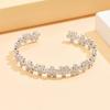 18K Gold-Plated Stainless Steel C-Shaped Open Bangle with Fashion Fresh Flower Design
