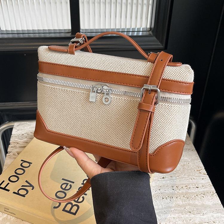 Spring And Summer Fashion Niche Bag Women'S Shoulder Messenger Canvas Bag High-End Portable Lunch Box Bag Niche
