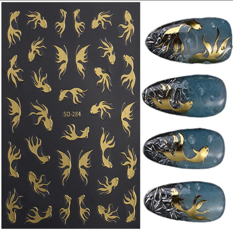 

1 лист 3D наклейки для дизайна ногтей Раковины осьминога летние наклейки для ногтей Кои украшение тисненые принадлежности для нейл-арта маникюрное украшение