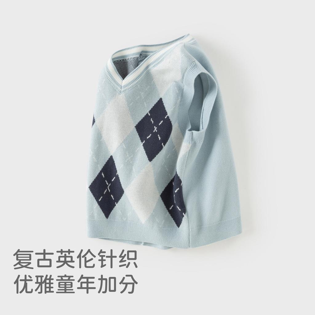 David Bella Boys' Sweater Vest Autumn Edition New Children's Anti static College Style Pure Cotton Knitted Shoulder Vest