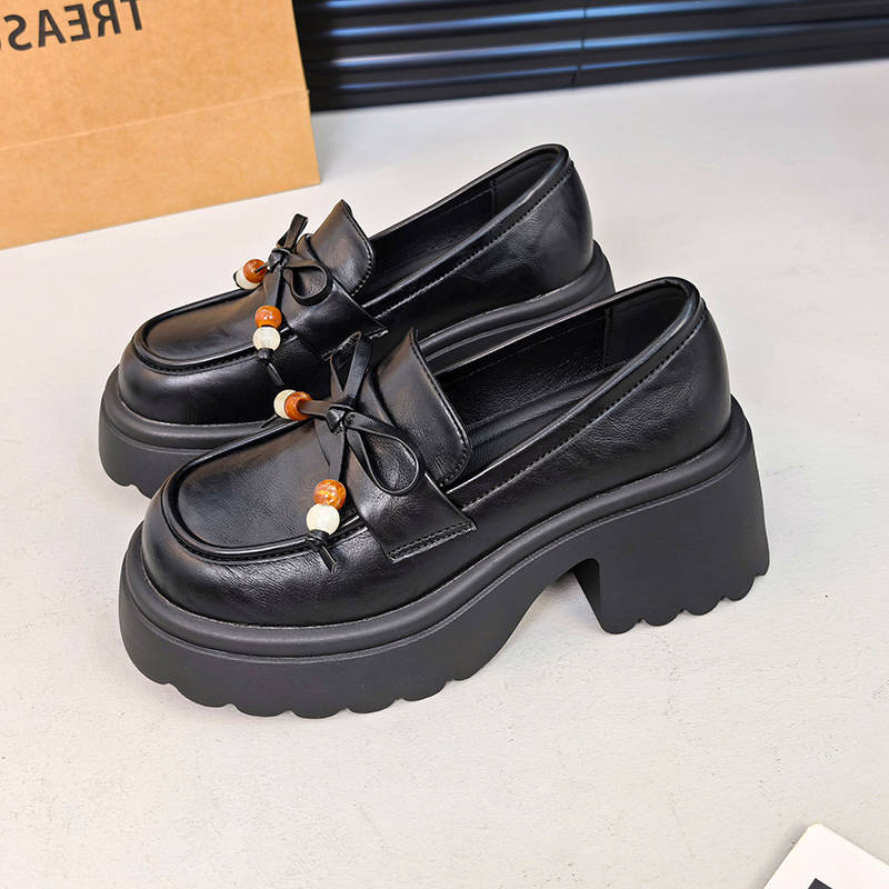 Thick-soled women's new autumn skirt heightening British style versatile small leather shoes single shoes women