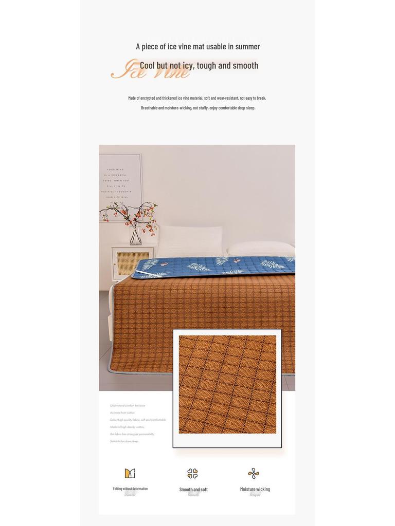 Dual-Season Mattress Pad with Rattan Base – Cooling, Summer/Winter Use for Single/Double Beds, Ideal for Dorms