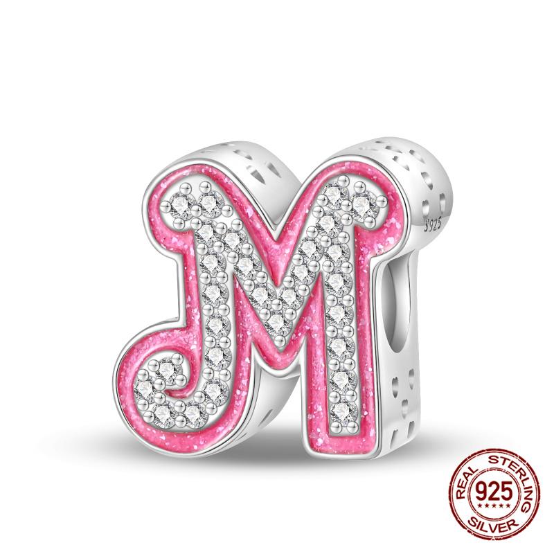 Authentic Pink Charm Bead Charms Bead Charms Copper 26 Letter Charm Bead Charms Compatible With Authentic Bracelets Do It Yourself Jewellery Making Wo