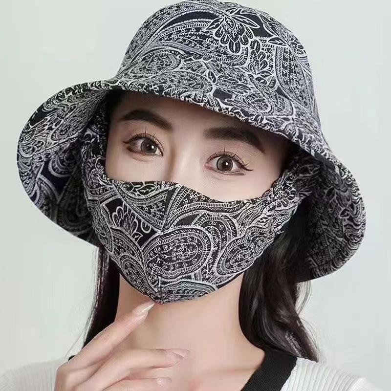Sonnenblende mit integrierter Maske, atmungsaktive neue Gesichtsmaske für den Sommer, staubdichte UV-Schutz-Visier für das Teepflücken im Freien