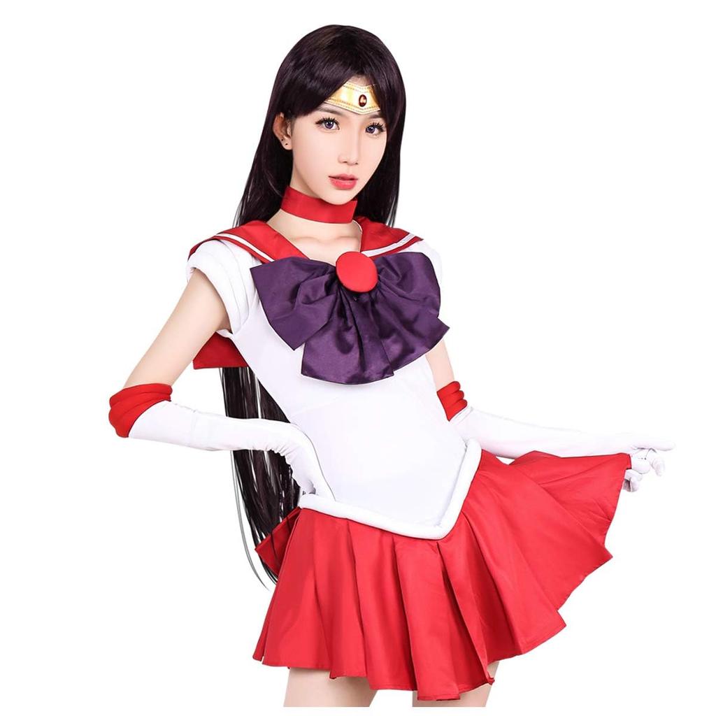 Fujitatsu Sailor Moon Cosplay Costume Made with Stretchy Sailor Mars and Hino Size Set, Leotard-like, One-Piece, Fabric, Rei, M, ISHO-18MMARS