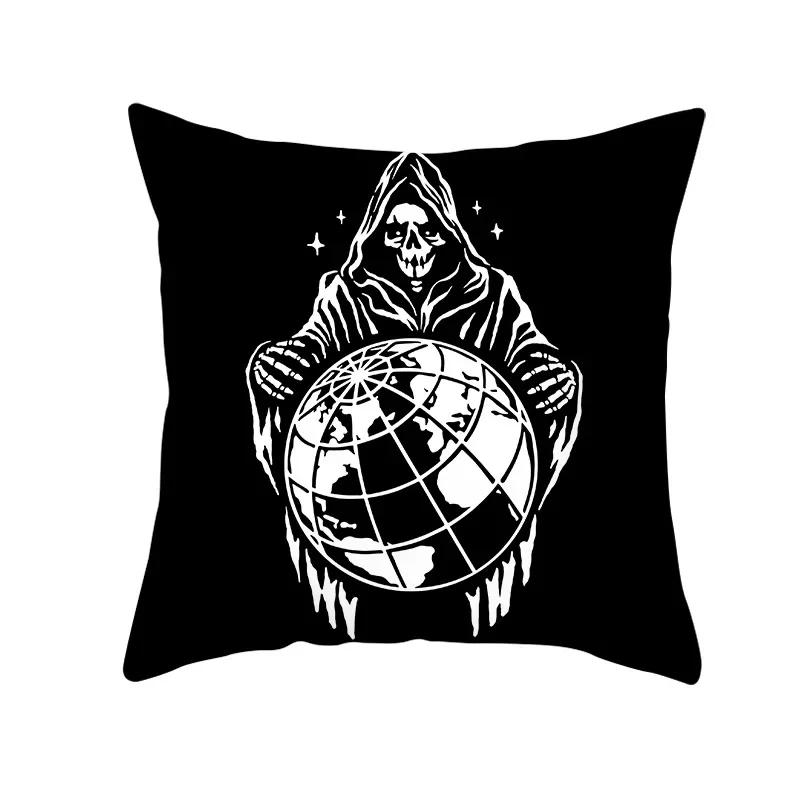 Home Decor Halloween Skull Pillowcase Sofa Cover Pillow Cover Car Cushion Cover Throw Pillow Case 18X18 Inches Funda De Almohada