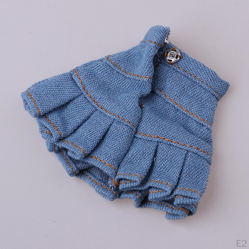 Weißes Strick-Off-Shoulder-Pullover-Set für 1/6 Licca OB Puppen & Blau