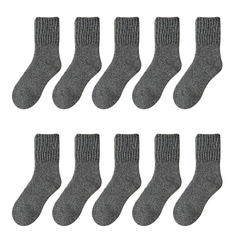 5 Par / Zestaw Damskie Super Grube Skarpety Wełniane w Jednolitym Kolorze i Grube Ciepłe Skarpety Frotte