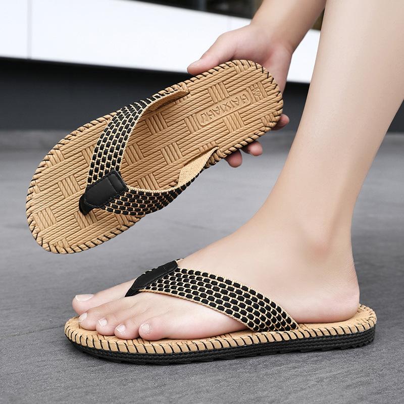 Summer Slippers Men Flip Flops Beach Sandals Non-Slip Casual Flat Shoes 2024 Slippers Indoor House Shoes For Men Outdoor Slides