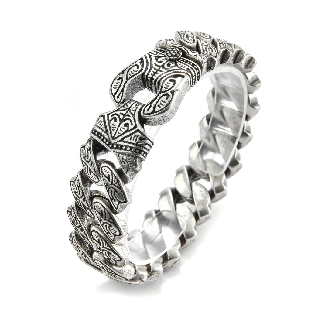 Guangdong Stainless Steel Jewelry Retro Totem Titanium Steel Men's Bracelet, Jewelry Jewelry