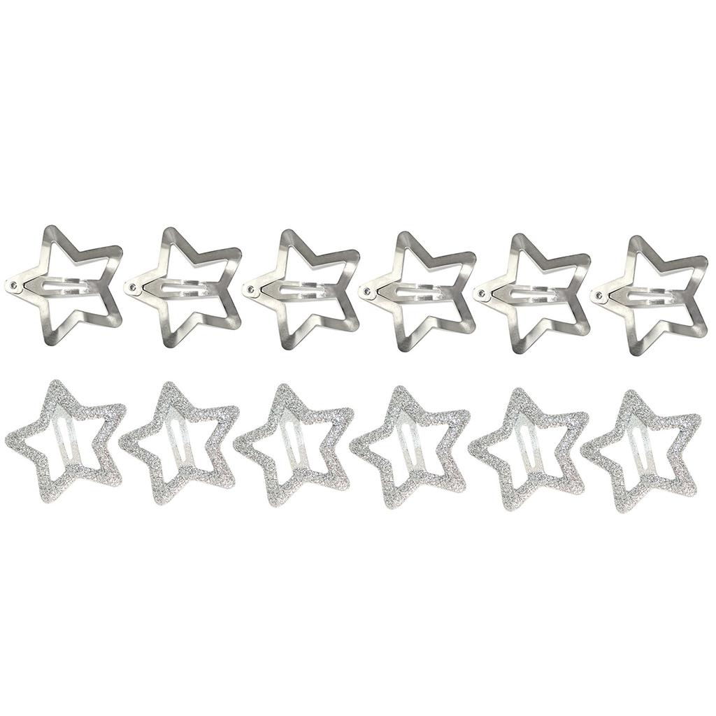 12PCS Alloy Hair Clip Star Shape Snap Hair Clip for Ponytail Bangs Hairpins for Teenagers Children Christmas Gifts