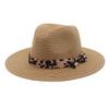 Spring/Summer Panama Hat Yellow Belt Accessories Straw Top Hat Beach Breathable Casual Jazz Hat Straw Hat