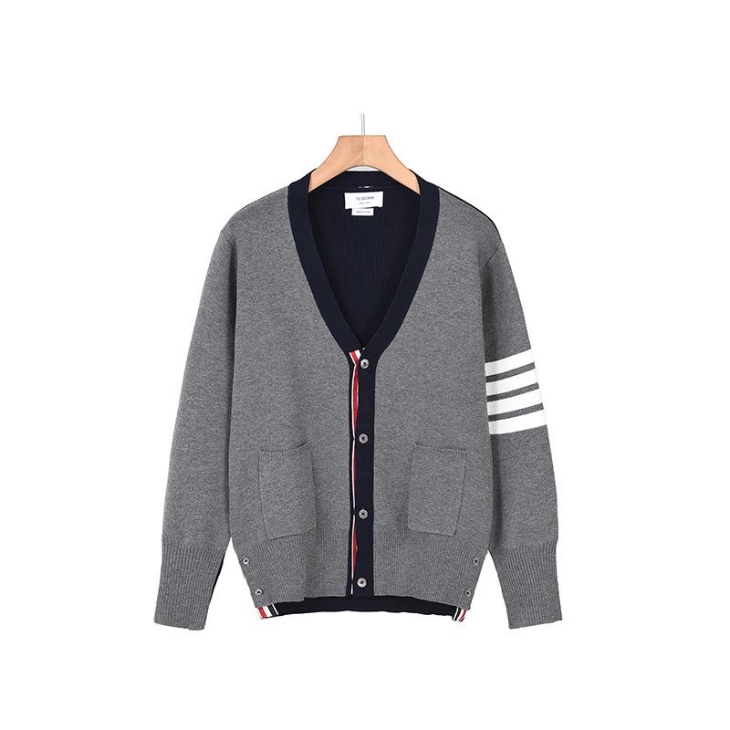 TB BROWIN2025 Autumn/Winter Colorblock Wool Sweater with Four Stripes