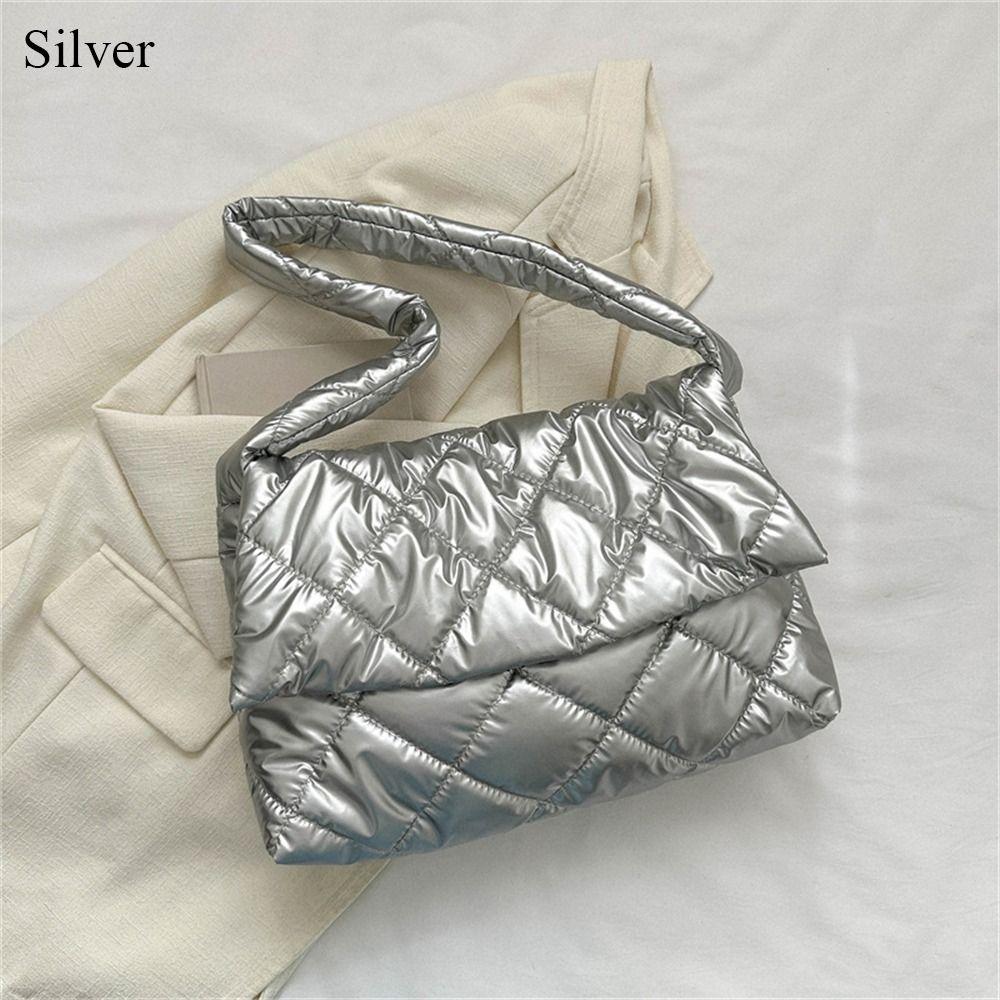 Casual Large Capacity Tote Bags Down Cotton Padded Quilted Handbags Shoulder Bag Women Girls