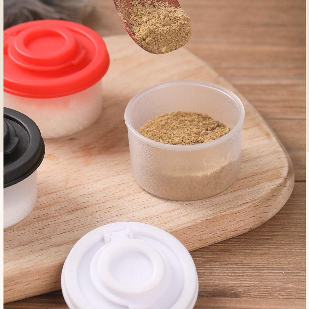 4Pcs Dining Accessory Mini Seasoning Jar 50ml Dustproof Spice Tools Clear Body Colored Lid Spice Dispenser Kitchen Use
