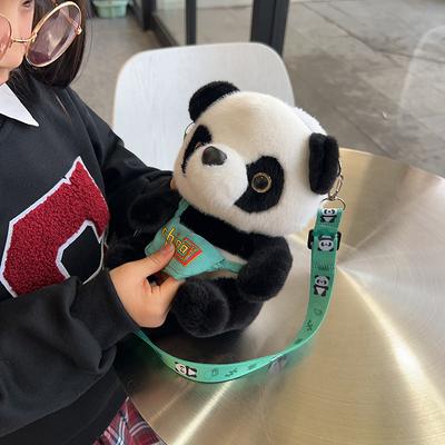 Cute Giant Panda Doll, Women's Shoulder Bag Grab Machine Gift, Japanese Panda Bag Cartoon Plush Messenger Bag